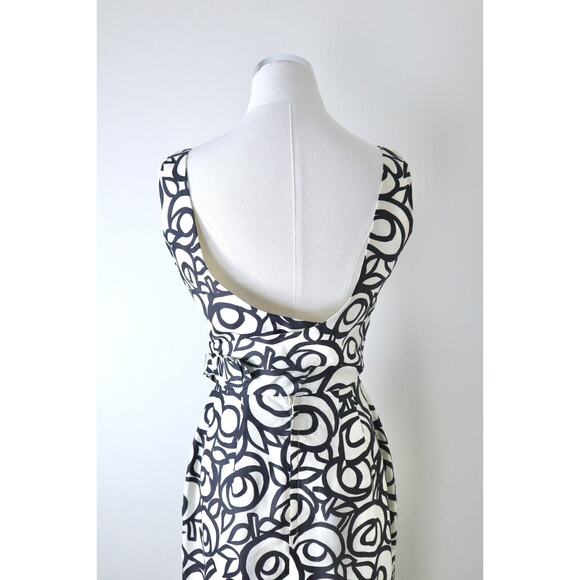Vintage 1950s Size XXS Silk Low Back Sheath Dress Abstract Floral Novelty Print - Picture 8 of 10